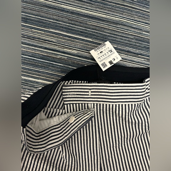 🆕Zara Women's Seersucker Pants Size XL Blue White Stretch Stripe - Picture 6 of 7